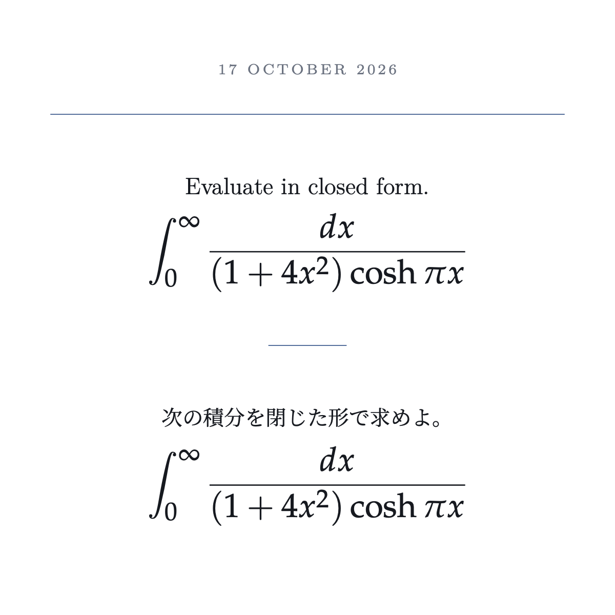 Card: A rational weight against a hyperbolic secant