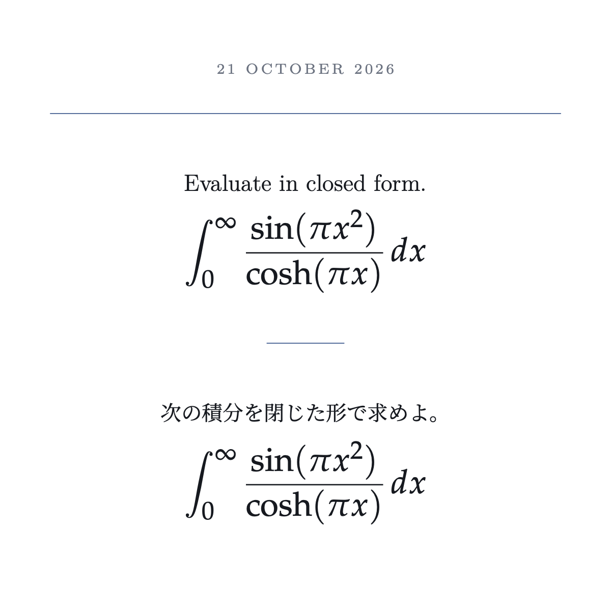 Card: A Fresnel phase against a hyperbolic secant